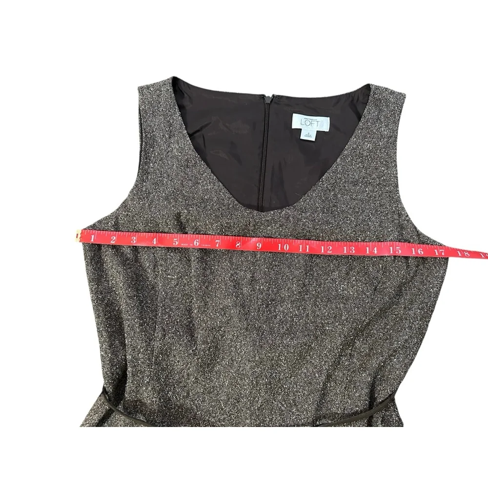 Ann Taylor LOFT Brown Black Tweed Sleeveless Dress Size 6 - Picture 7 of 8